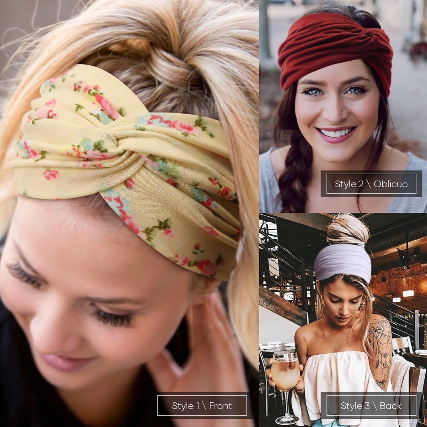 Thumbnail 1 de DRESHOW 8 Pack Turban Headbands for Women – Wide Vintage Head Wraps