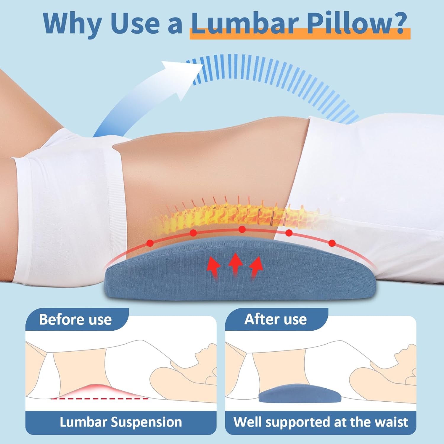 Thumbnail 1 de Lumbar Support Pillow for Back Pain Relief