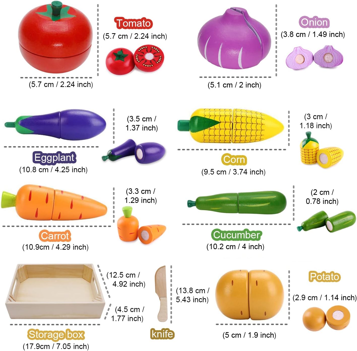 Detalle 2 de Airlab Jouet Bois Légumes Fruits 14 pièces 🍎