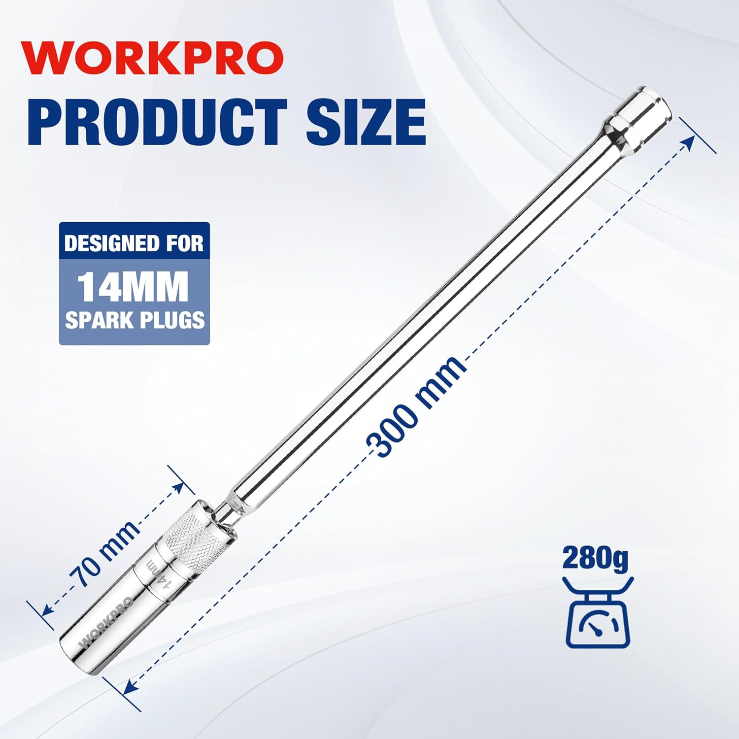 Thumbnail 3 de WORKPRO 14mm Magnetic Spark Plug Socket 300mm 🔧