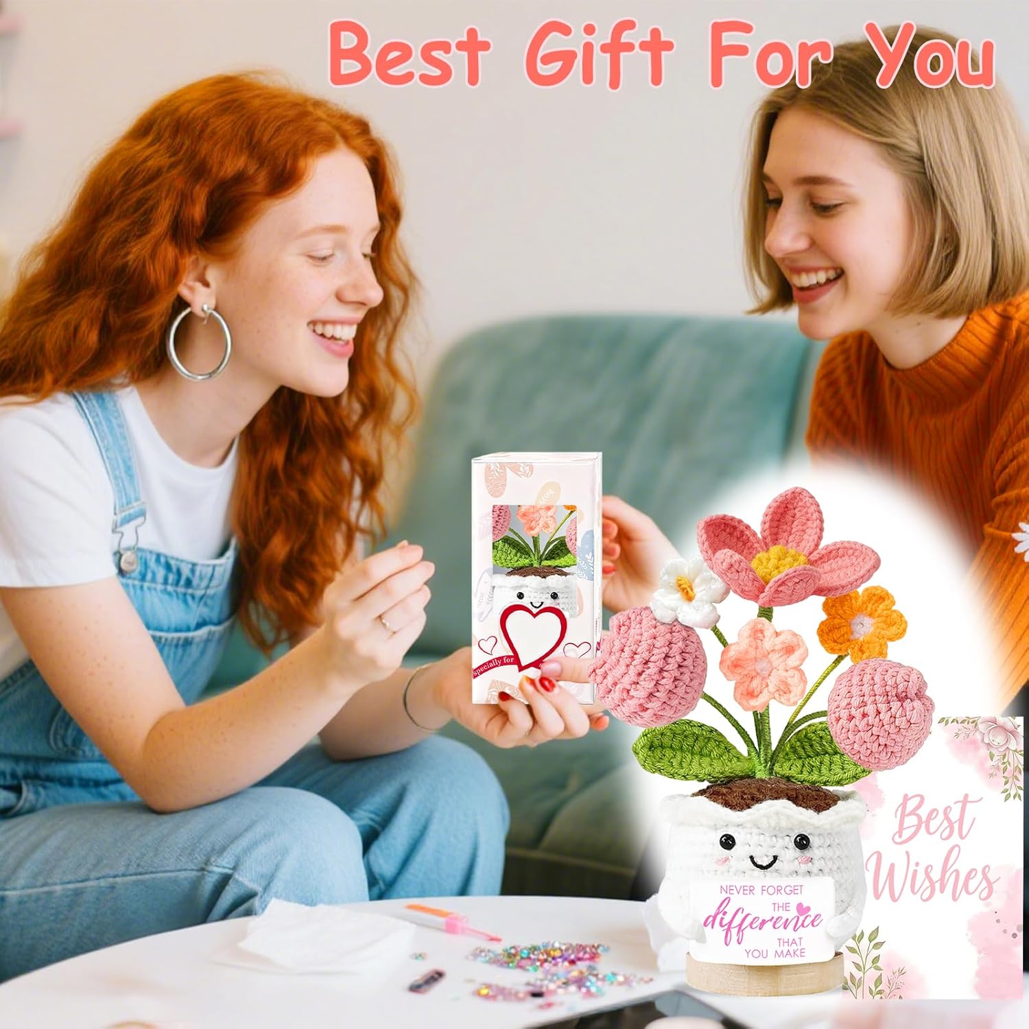 Detalle 2 de Thank You Gifts for Women Positive Emotional Support Crochet Flower