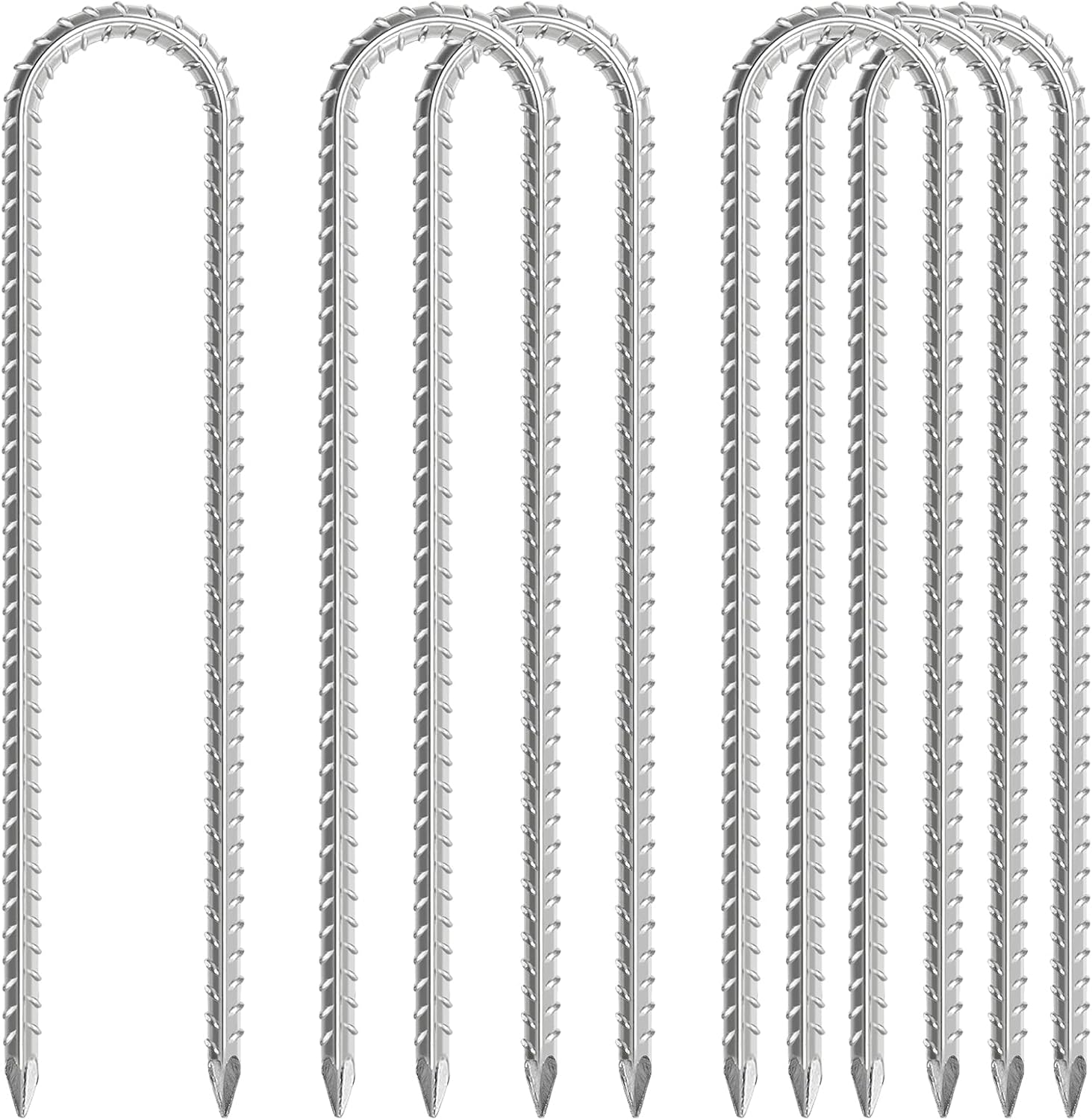 Detalle de Tent Pegs Metal Heavy Duty 30cm Rebar Stakes Ground Anchor Kit (6 Pack) for Trampolines, Swings & Football Goals