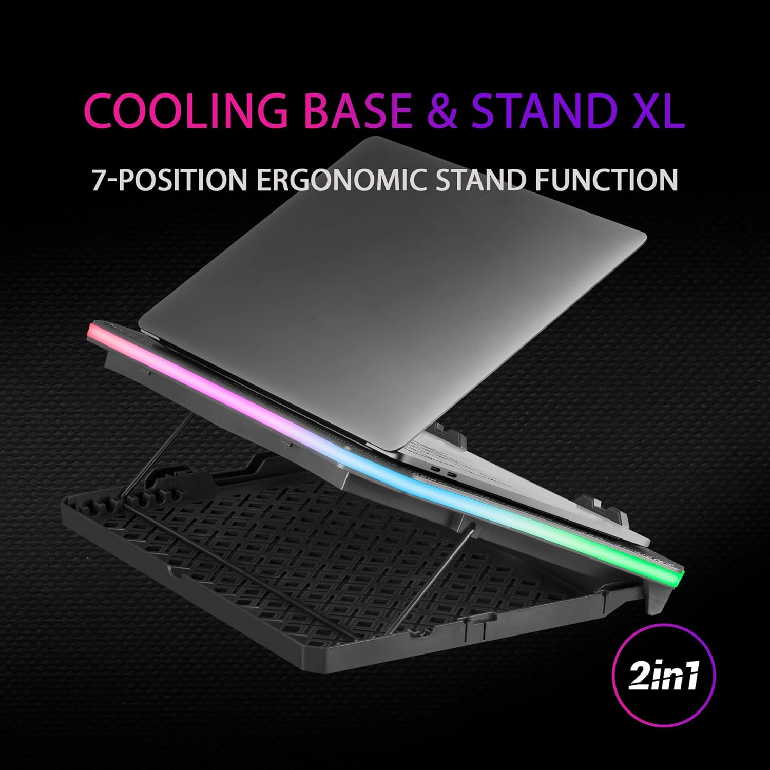 Thumbnail 3 de Mars Gaming MNBC6: base di raffreddamento + supporto XL 19” con ARGB, 3 ventole e holder per smartphone