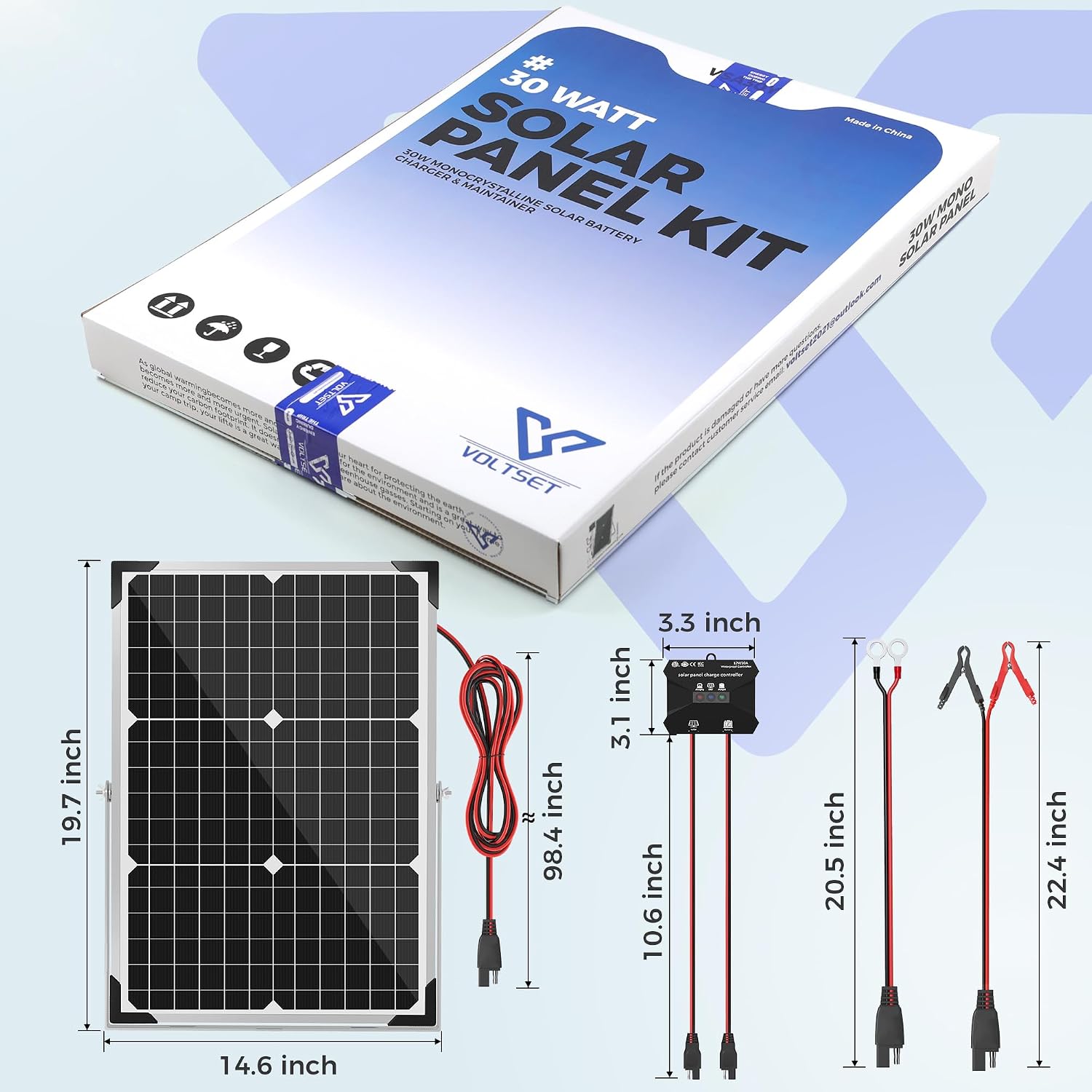 Thumbnail 5 de Voltset Solar Panel Kit 30W 12V trickle charger ⛵