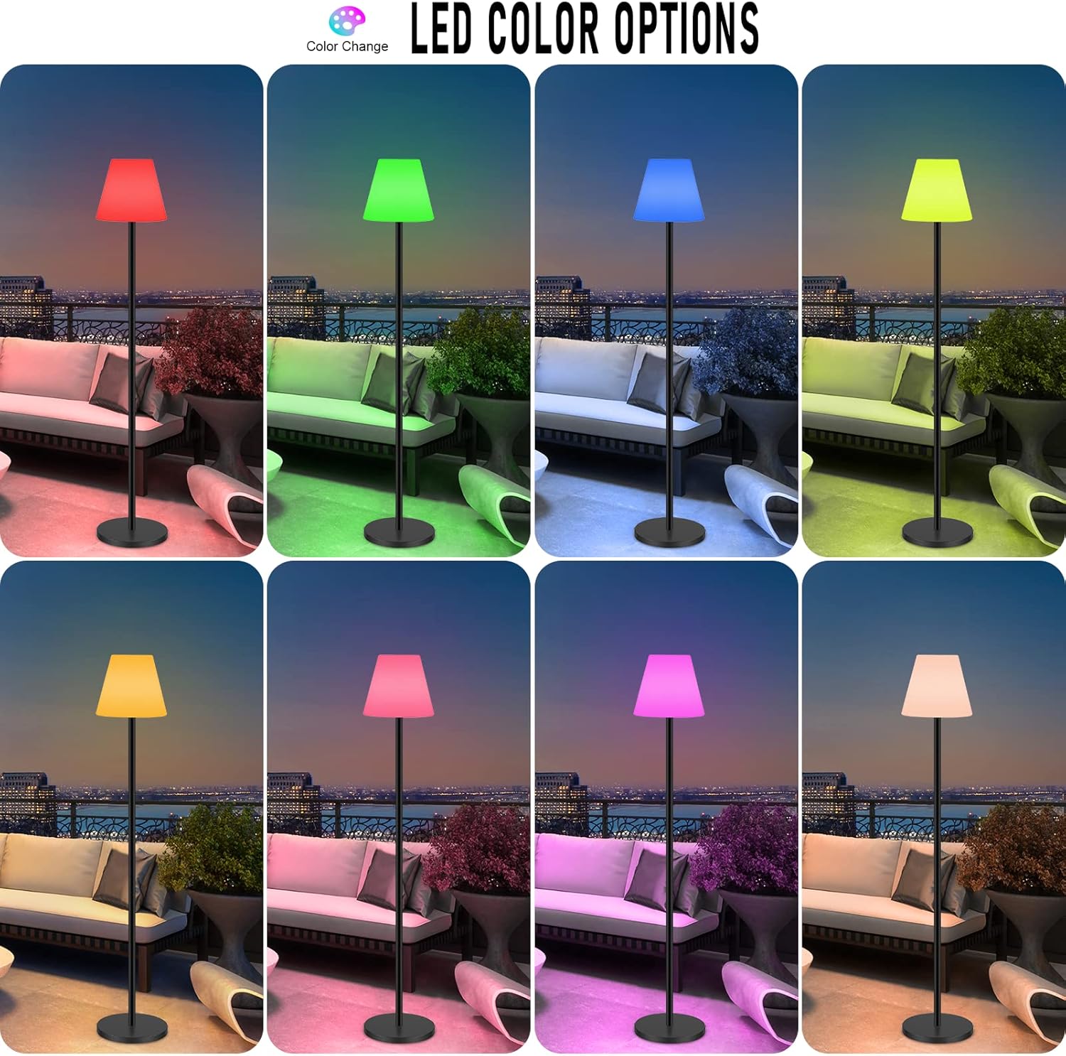 Thumbnail 1 de Solar-Stehlampe Innen & Outdoor – IP65, USB-Aufladung, dimmbare RGB-Lichter, höhenverstellbar