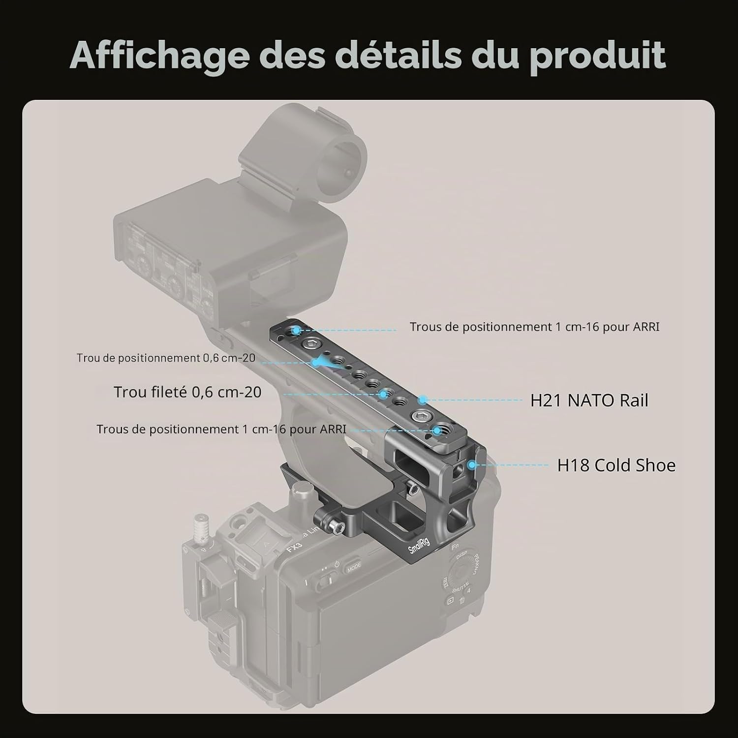 Detalle 2 de SMALLRIG 4830 poignée XLR 20 kg