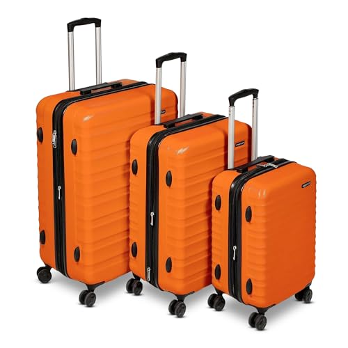 Imagen de Amazon Basics Hard Shell Luggage Set (Small, Medium, Large) – Burnt Orange en OfertitasTOP