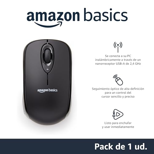 Thumbnail 1 de Amazon Basics Ratón inalámbrico con receptor USB nano (negro)