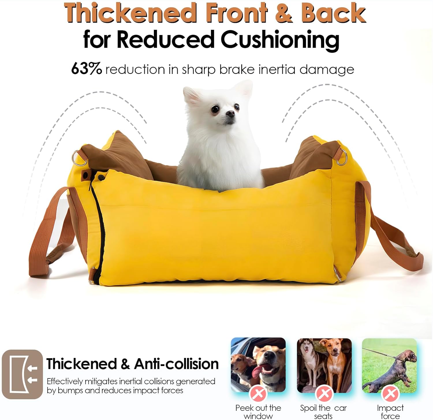 Detalle de Dog Car Seat for Small & Medium Pets up to 15kg — Portable Travel Bed with Extendable Rest Area