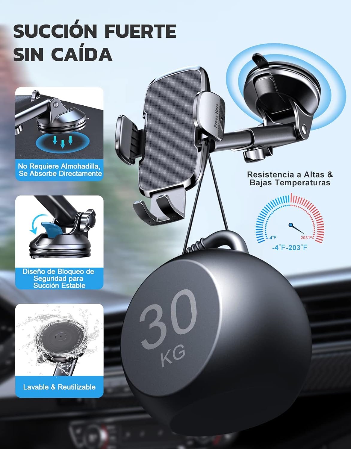 Detalle de CIRYCASE Soporte Móvil Coche 4-7"