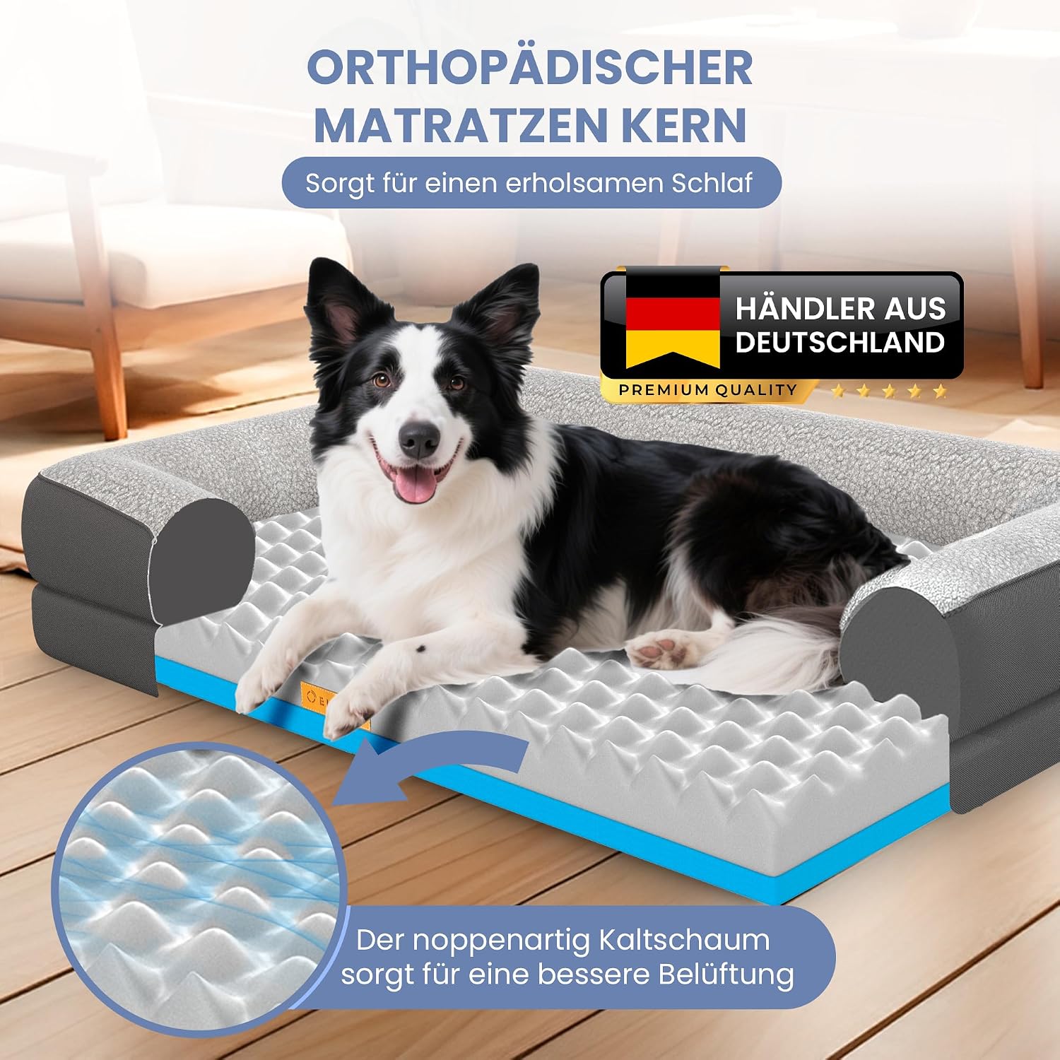 Detalle 2 de ELONEO orthopädisches Hundebett 90x68x18 cm