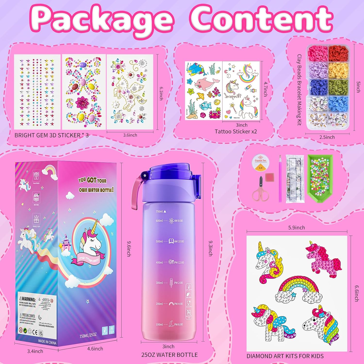 Thumbnail 5 de BOOH Gifts for Girls 4-12: Decorate Your Own Water Bottle + Unicorn Craft Kit