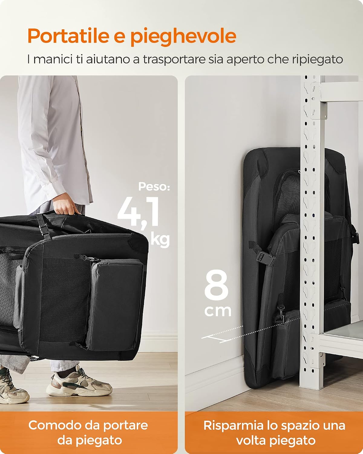 Detalle de FEANDREA Trasportino per cani pieghevole taglia XL PDC80H, 81 x 58 x 58 cm, nero