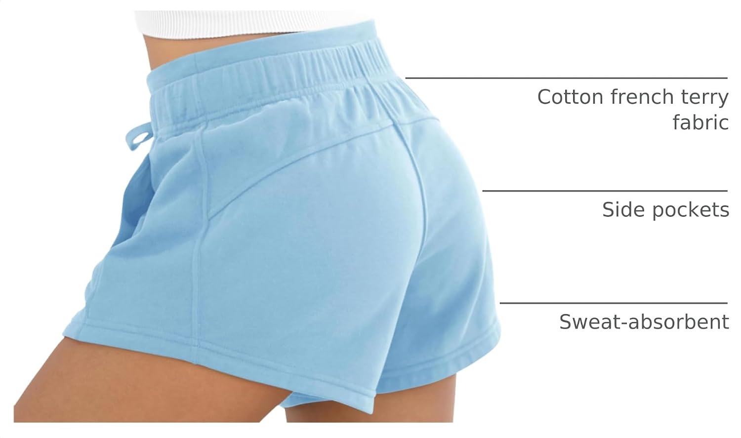 Thumbnail 3 de ODODOS Women's Sweat Shorts with Pockets Cotton French Terry Drawstring