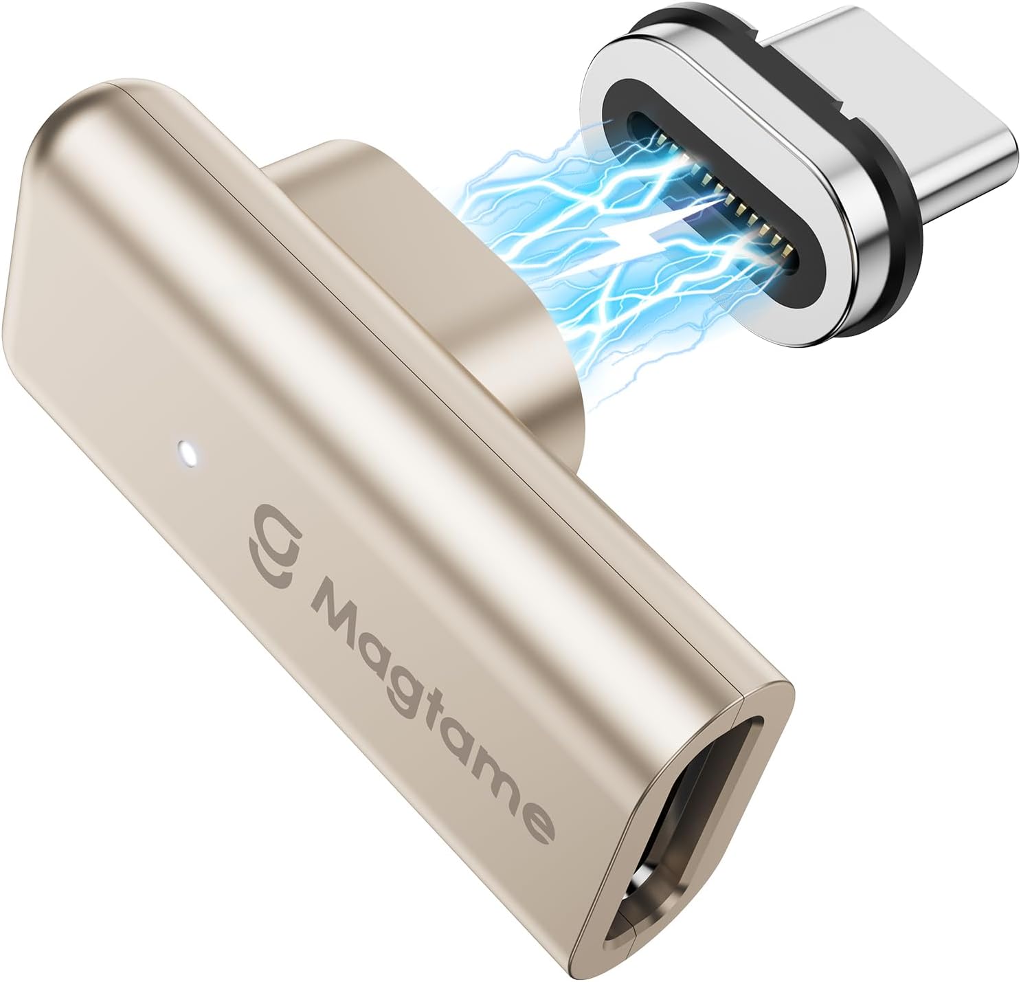 Detalle de Magtame 240W Magnetic USB‑C Right‑Angle Adapter (90°) | 40Gbps USB‑C Coupler for Thunderbolt 3/4, USB4 and More