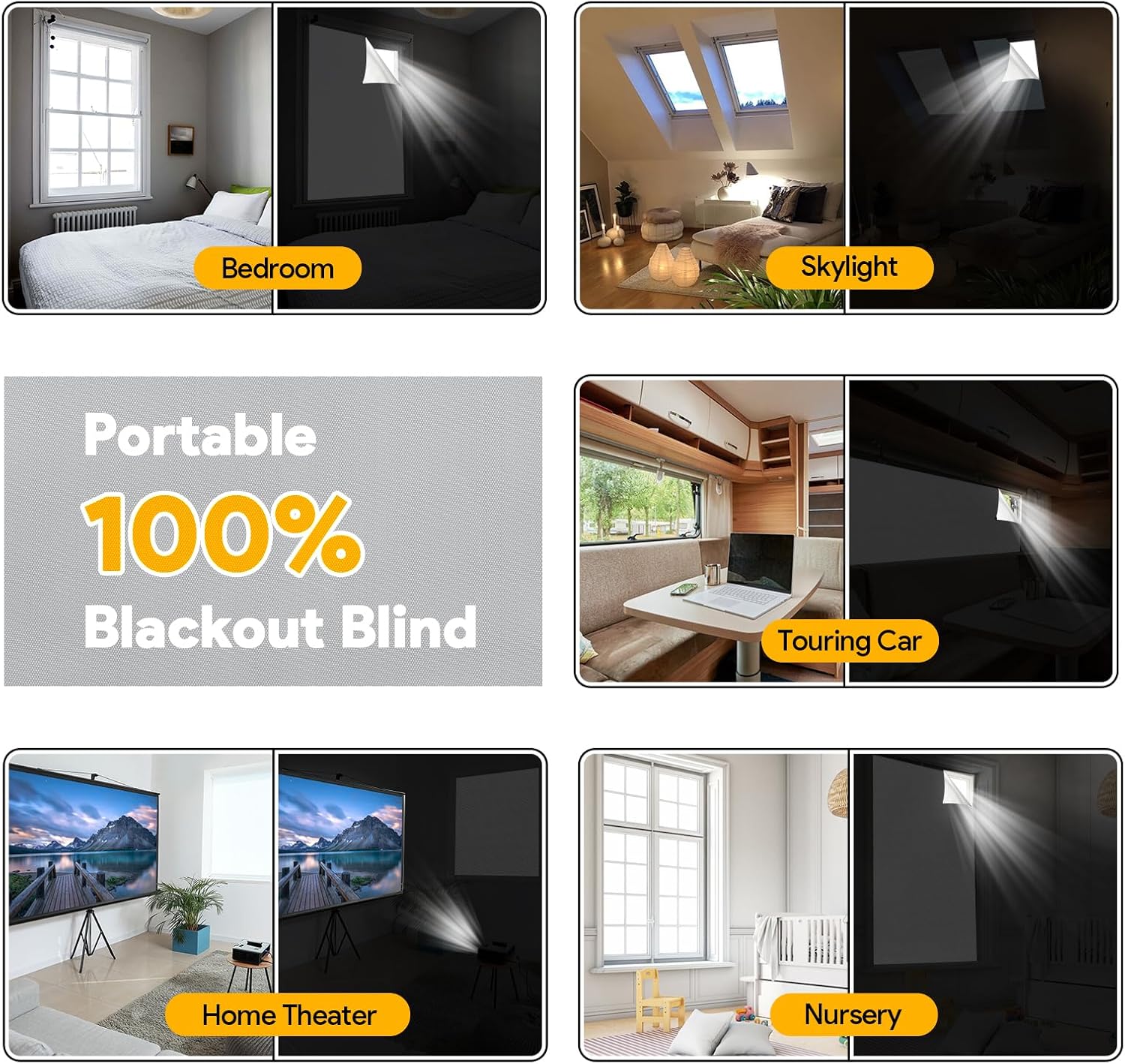 Thumbnail 4 de Rideau occultant thermique Vexyra sans perçage 200x148 cm (tissu 100% blackout, découpable) pour fenêtres de toit et Velux