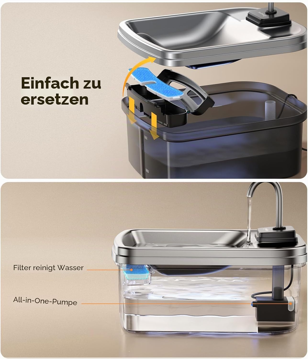 Detalle de 10er-Pack Filter & 10er-Pack Schwämme Filterersatz für FEELNEEDY FN-W25 Katzentrinkbrunnen (9L)