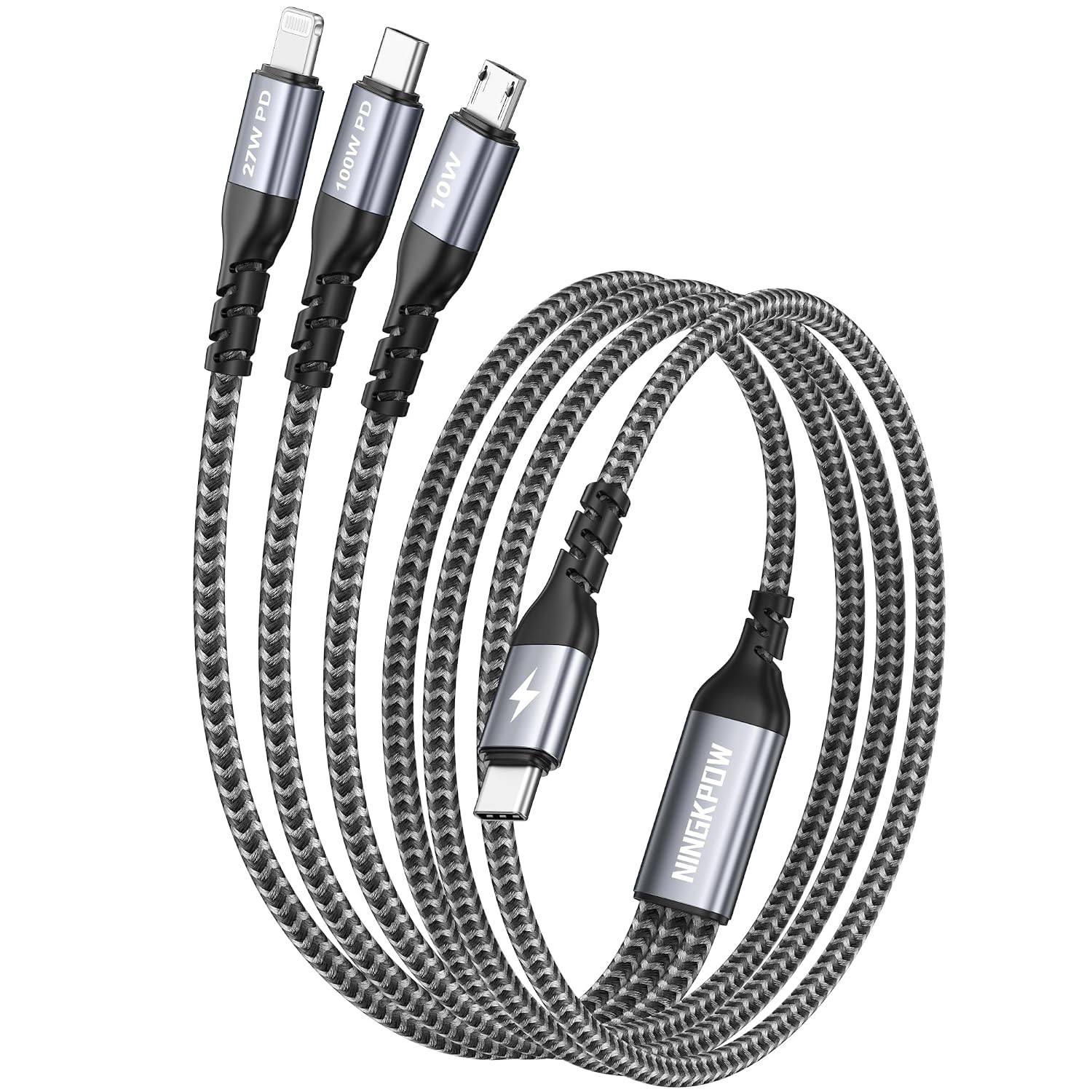 Detalle de NINGKPOW 3-in-1 1.2m charging cable 100W