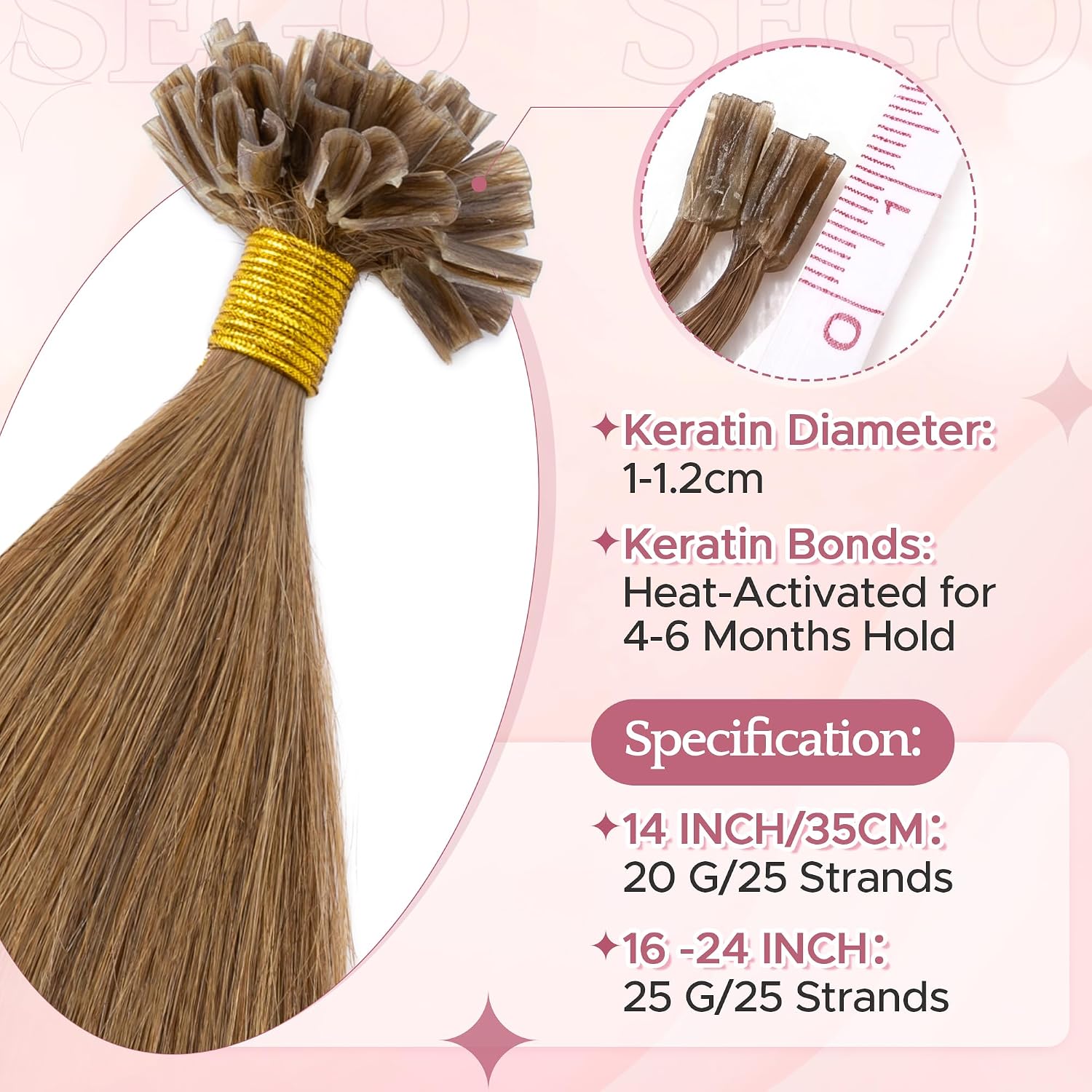 Thumbnail 3 de SEGO Extension Capelli Veri Cheratina 45 cm – 25 ciocche Remy U-Tip Invisibili