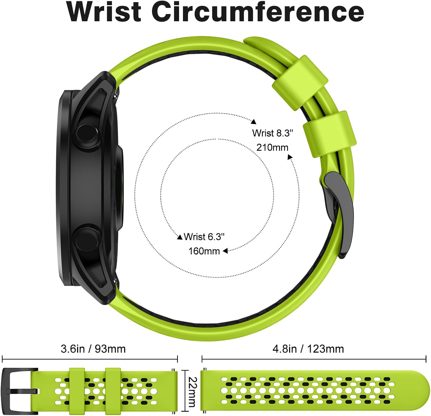 Detalle 2 de OVERSTEP 22mm Silicone Watch Strap for Garmin and Samsung/Gear S3 – Comfort Fit 6.7–8.7 Inch