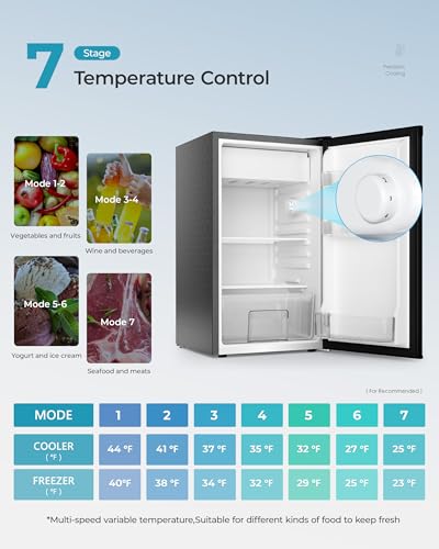 Thumbnail 4 de EUHOMY 93L Under Counter Fridge Freezer: Ultra‑Quiet, 7‑Stage Thermostat, 38dB, 82L Fridge + 8L Freezer for Dorms, Offices and Bedrooms