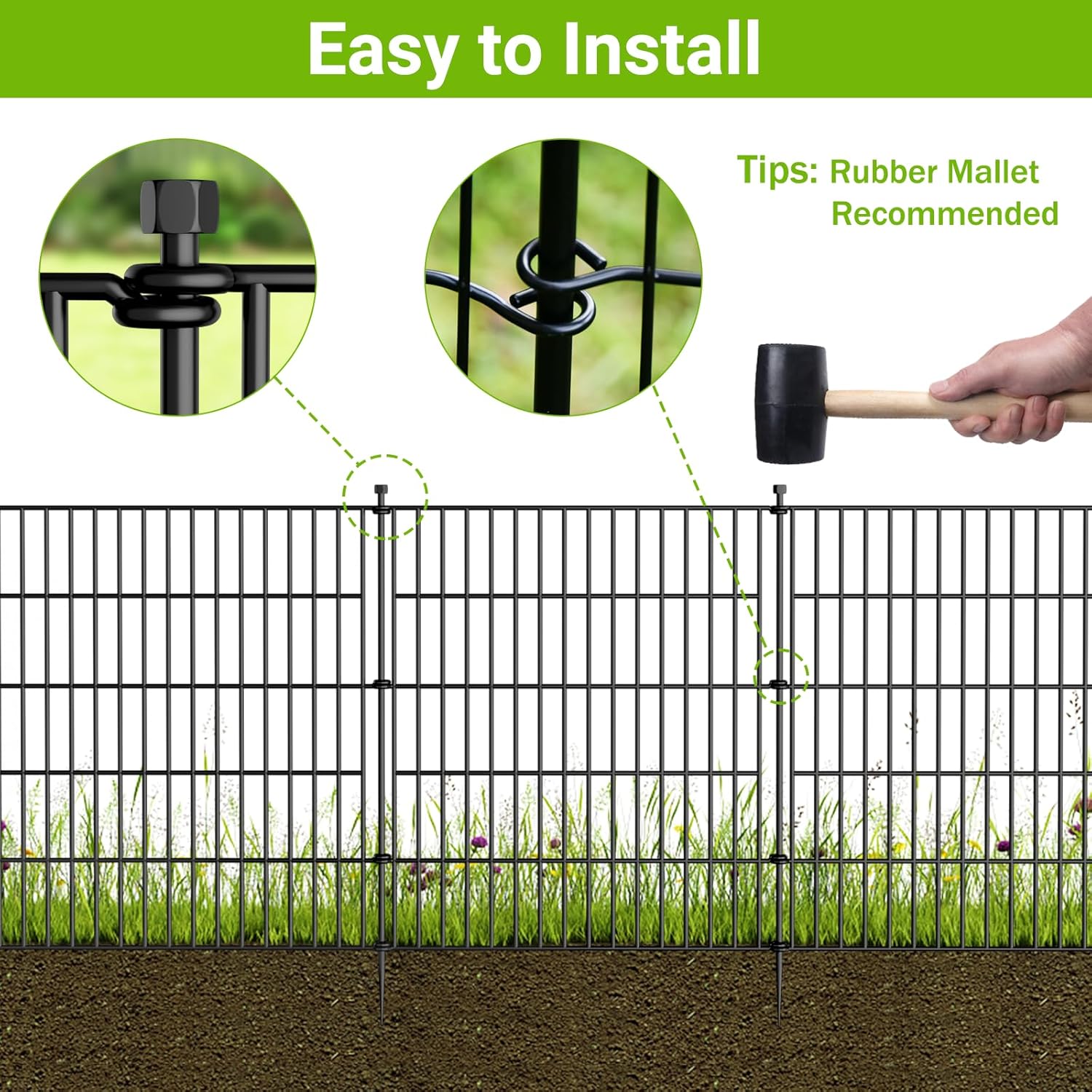 Thumbnail 3 de 15 Panels No Dig Garden Fence 32in