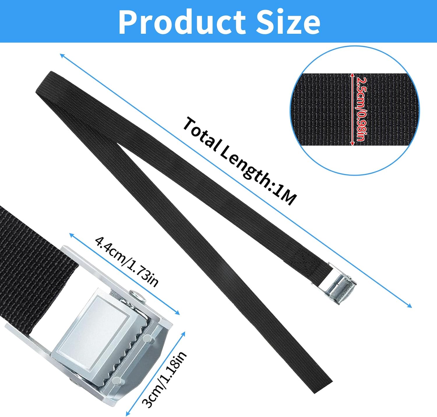 Detalle de ROELLY Cinchas de amarre 1 m 12 unidades