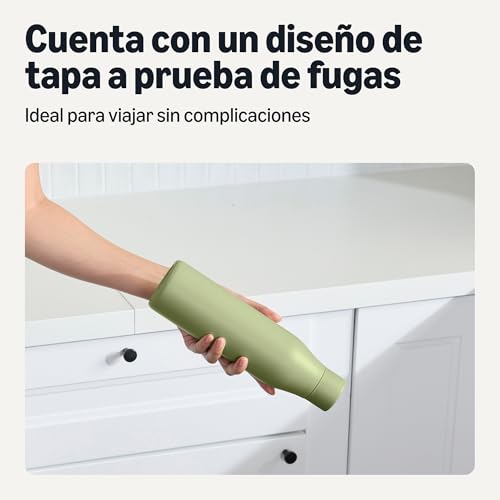 Detalle de Amazon Basics Botella de Agua Aislante de Acero Inoxidable 568 ml – Oliva