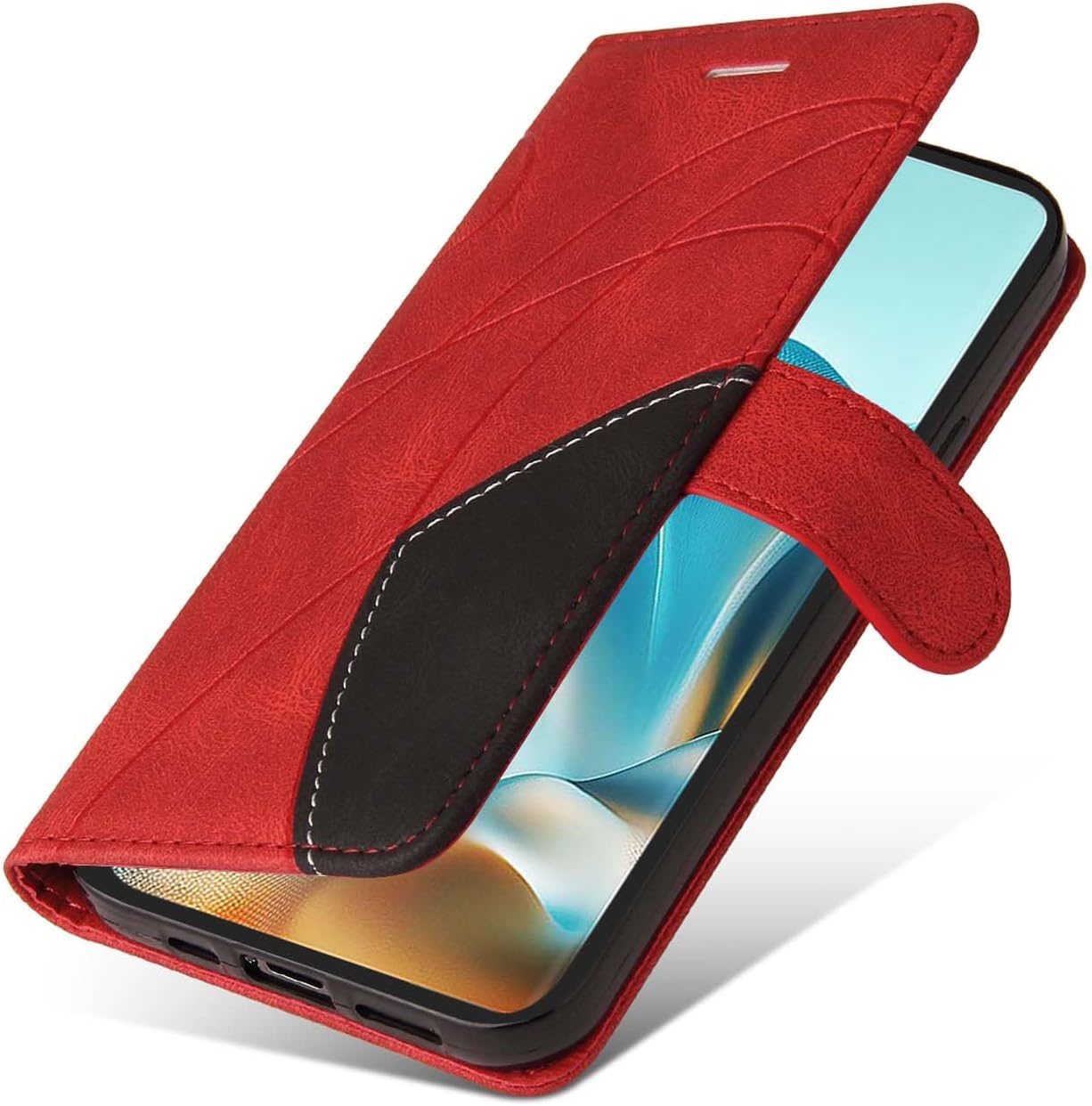 Thumbnail 4 de CXTCASE Flip-Hülle für Motorola Edge 60 Fusion – rotes PU-Leder Flip Case mit Kartenfächern