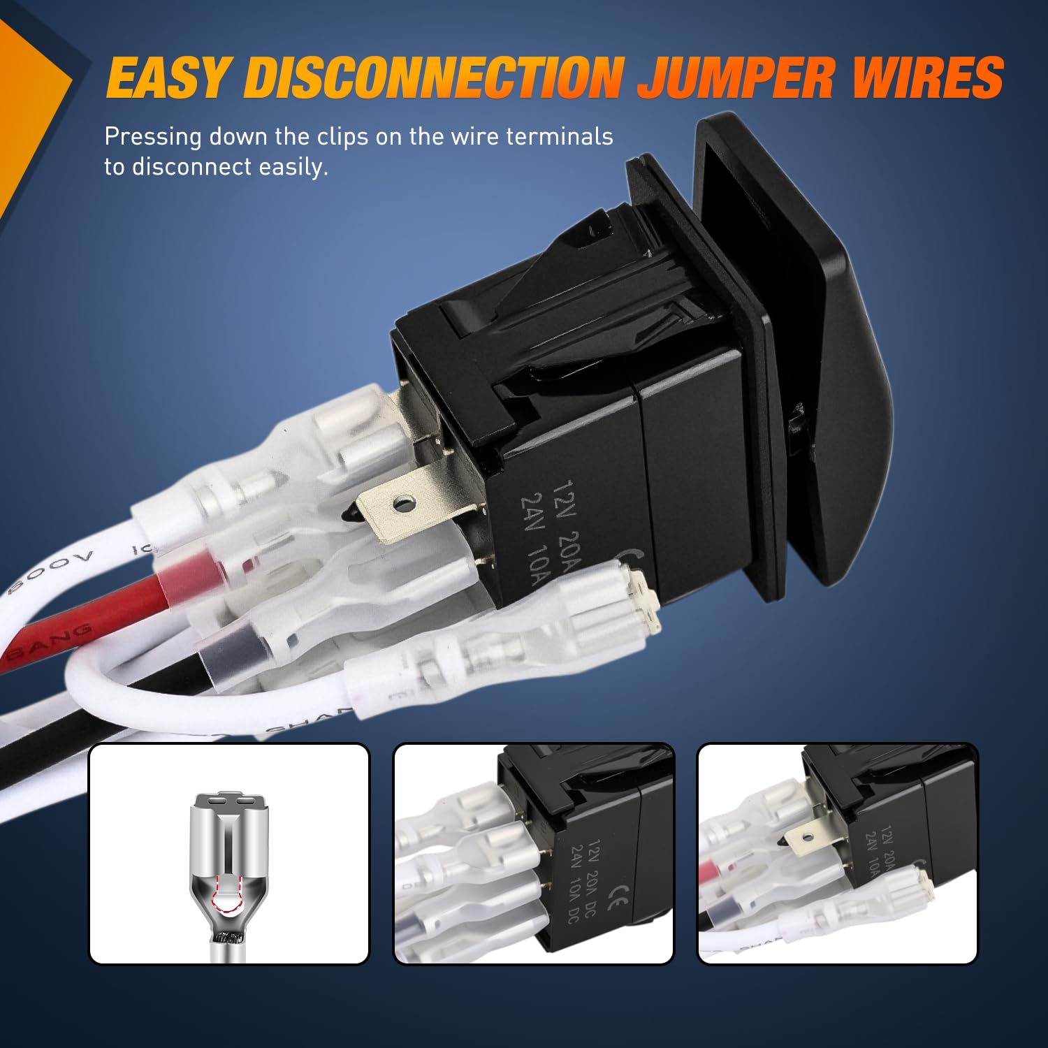 Detalle de Nilight 2-Pack 6-Pin Waterproof Momentary Rocker Switches (ON)-Off-(ON) DPDT