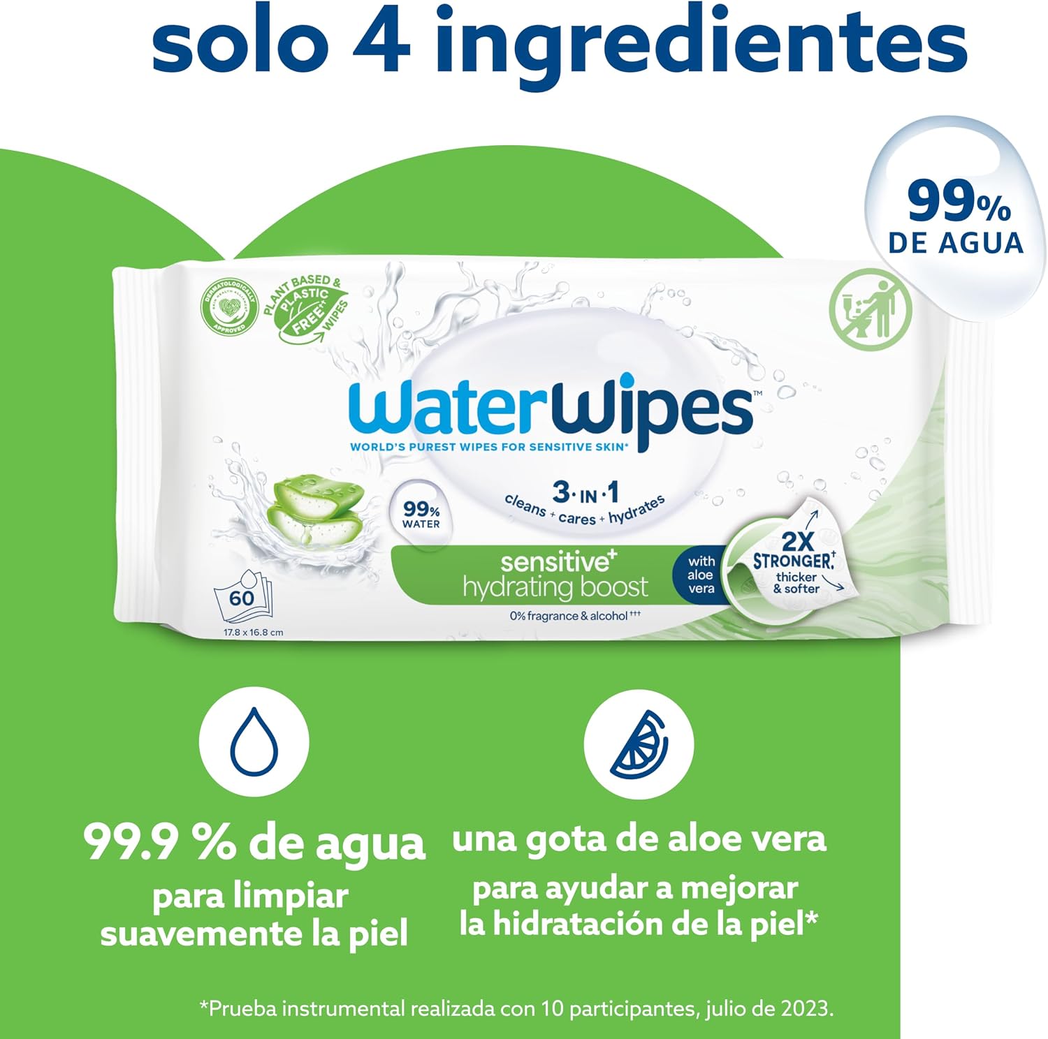 Detalle 2 de WaterWipes Sensitive+ 360 toallitas