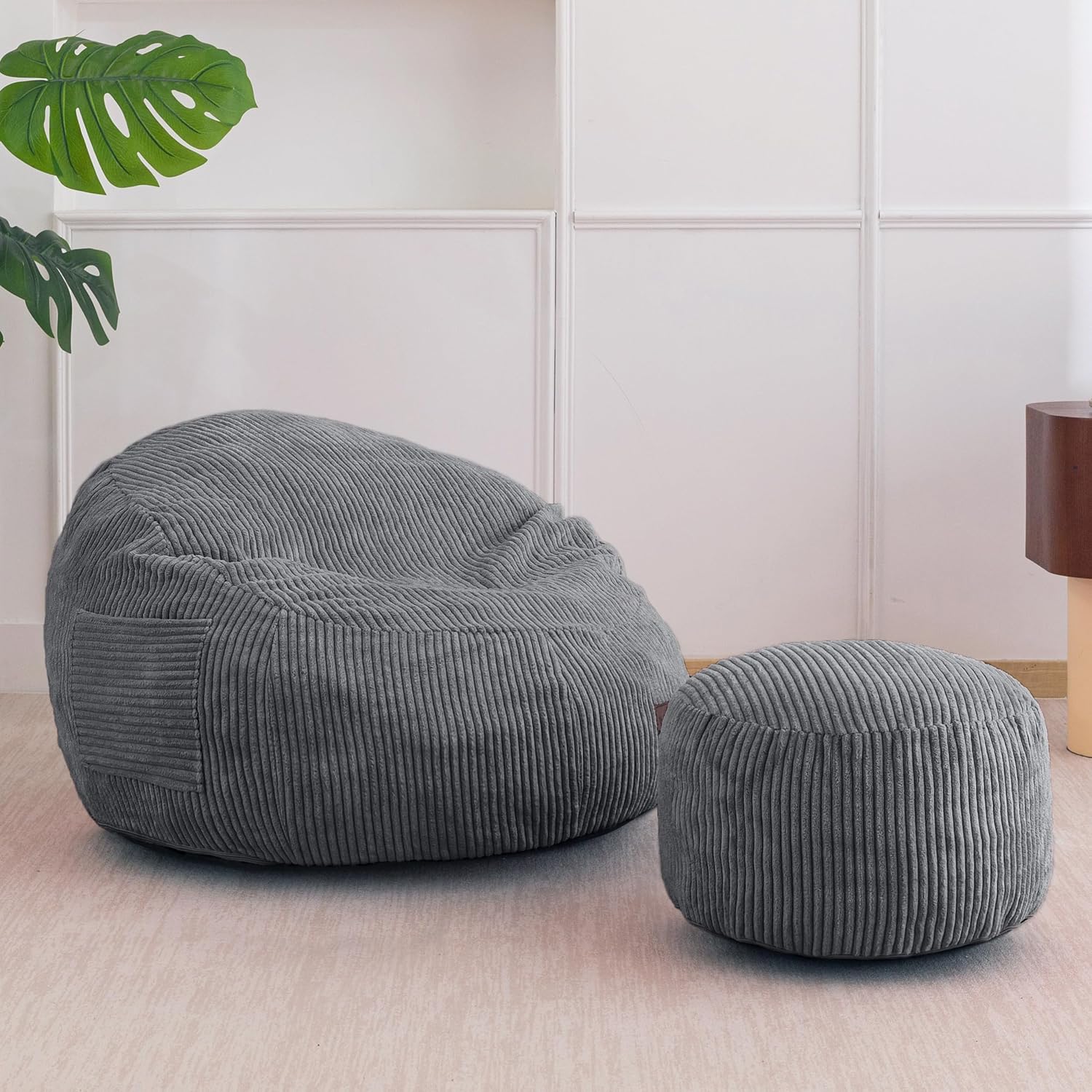 MAXYOYO Sillón Puff de Pana con Reposapiés