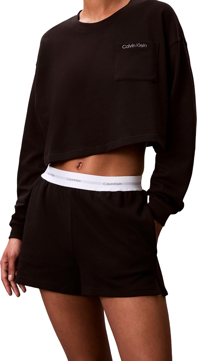 Detalle 2 de Short d’intérieur femme Calvin Klein en jersey logo avec ceinture emblématique
