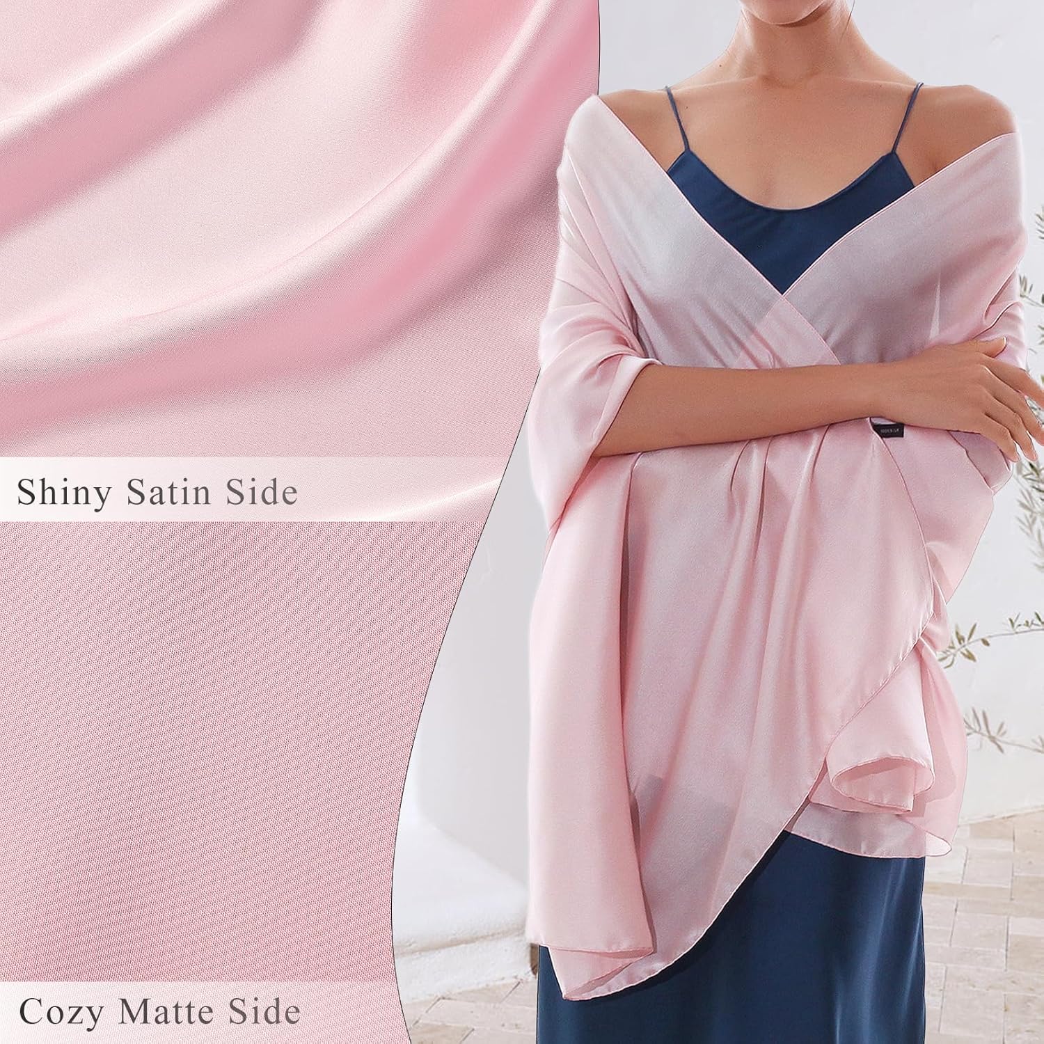Thumbnail 1 de RIIQIICHY Foulard Sciarpa Seta Donna Pashmina: how to elevare il look da cerimonia con tiraggio leggero e due volti