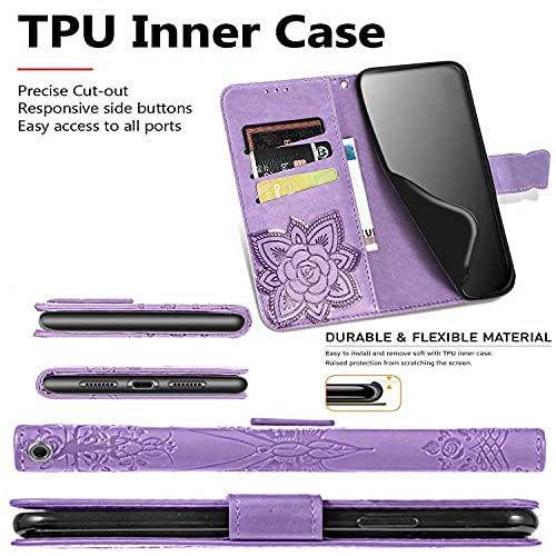 Thumbnail 4 de WBWONE Étui portefeuille Gaufrage Papillon pour TCL 60R 5G — Violet Clair