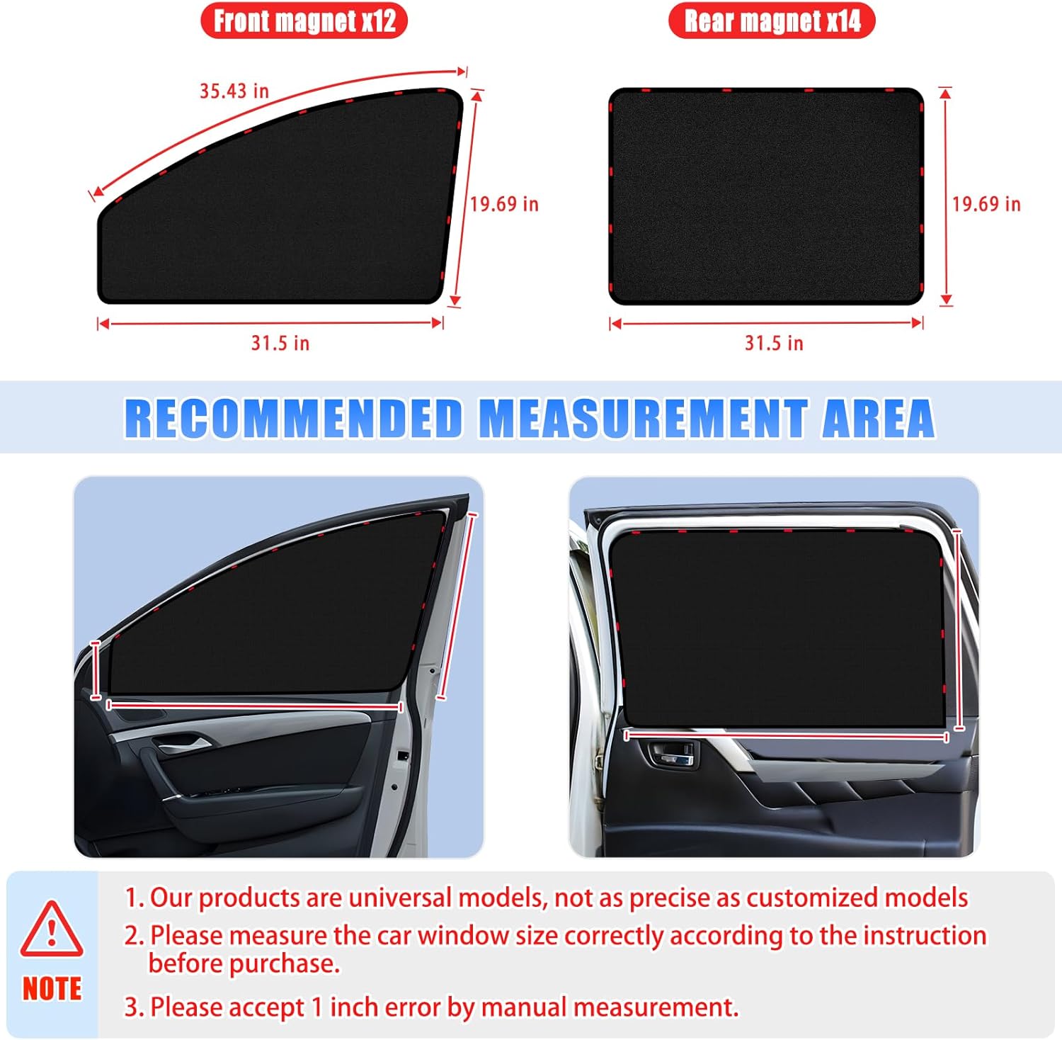 Thumbnail 4 de ZATOOTO Suede Car Window Shades (4PCS) for Privacy, UV Protection & Heat Insulation