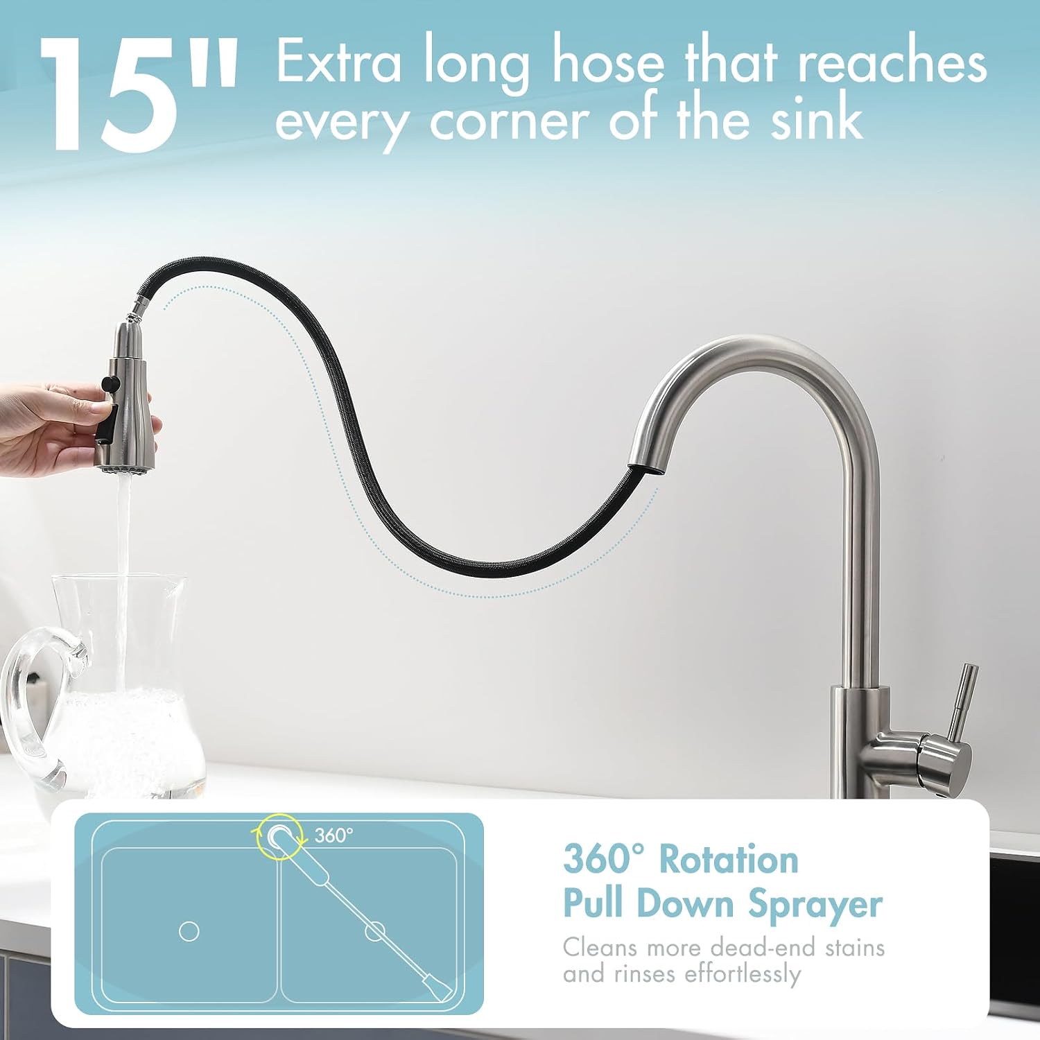Thumbnail 4 de GIMILI Kitchen Faucet Pull Down Sprayer 14.5