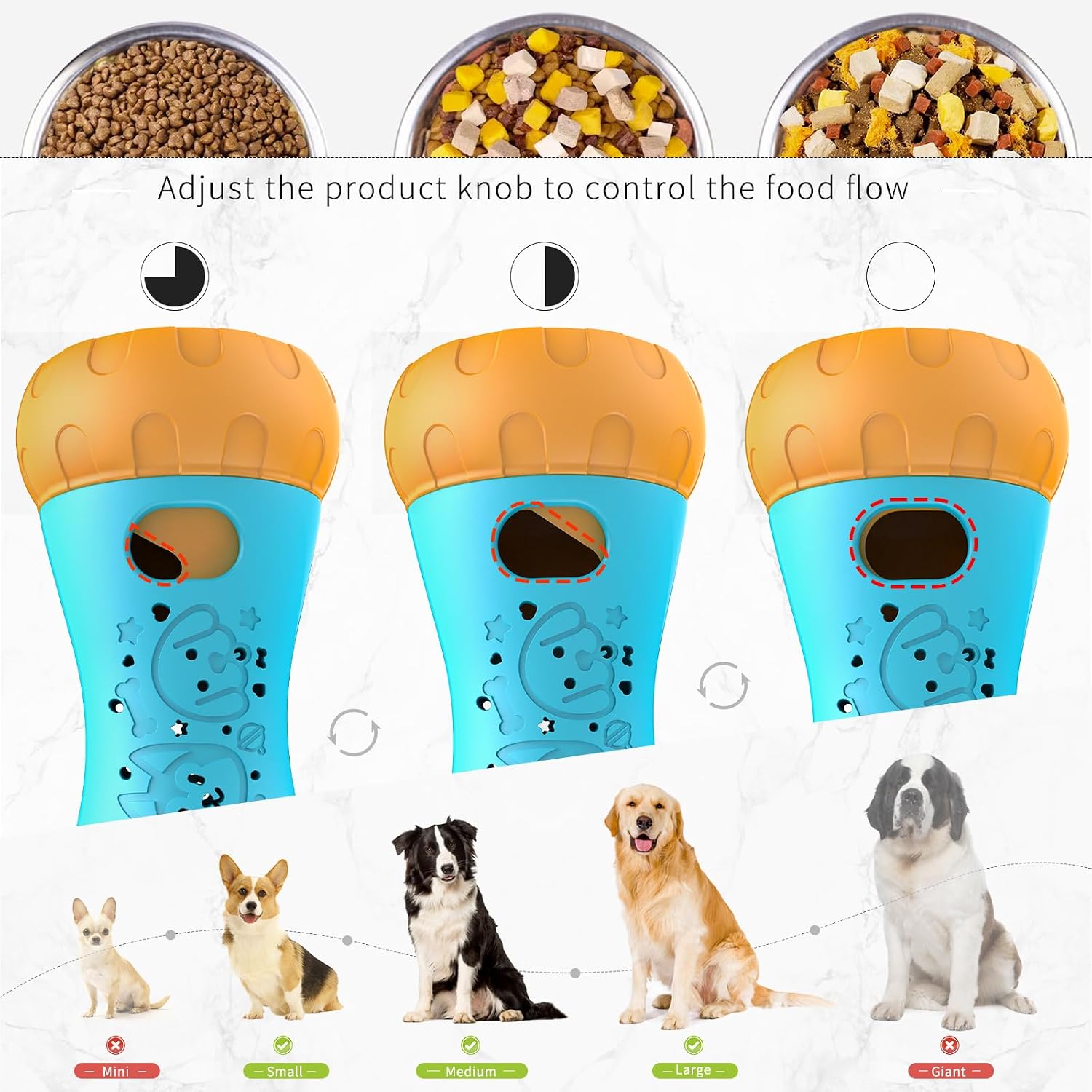 Detalle de Interactive Dog Toys for Boredom: Treat Dispenser and Slow Feeder for Small/Medium Dogs (Blue)
