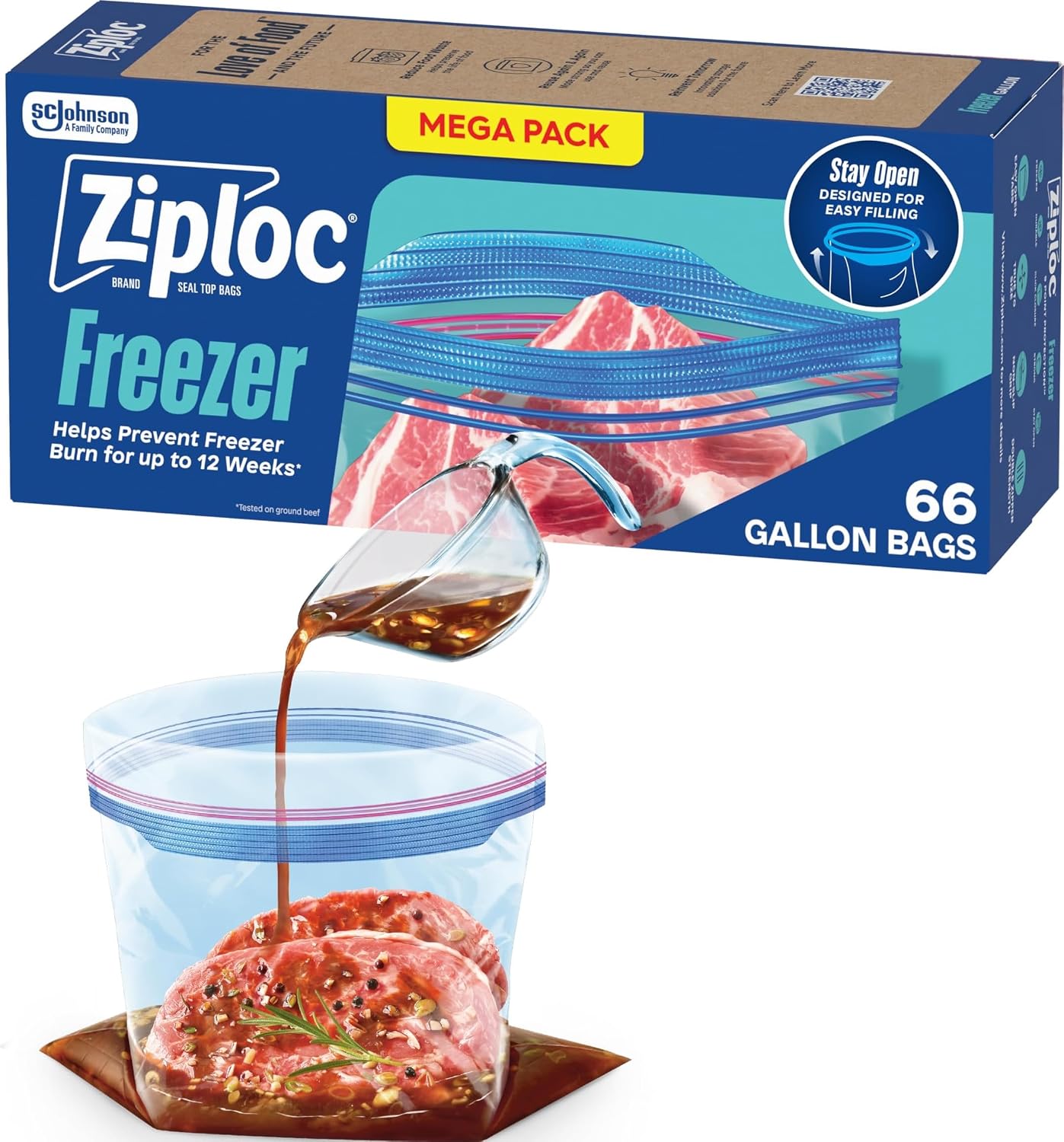 Detalle de Ziploc Gallon Freezer Bags – 66 Count