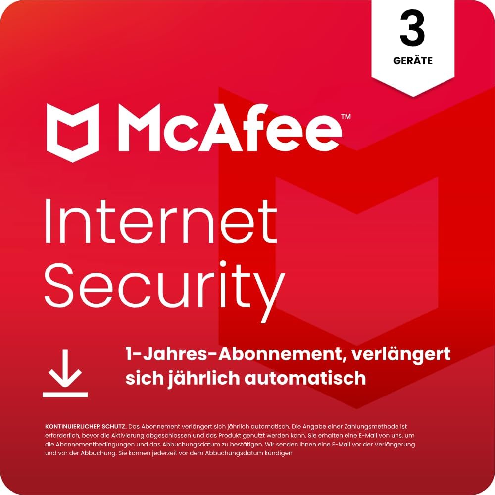 Detalle de McAfee Internet Security (3 Geräte) 2026 – Echtzeitschutz & Identitätsschutz für PC, Mac und Mobilgeräte