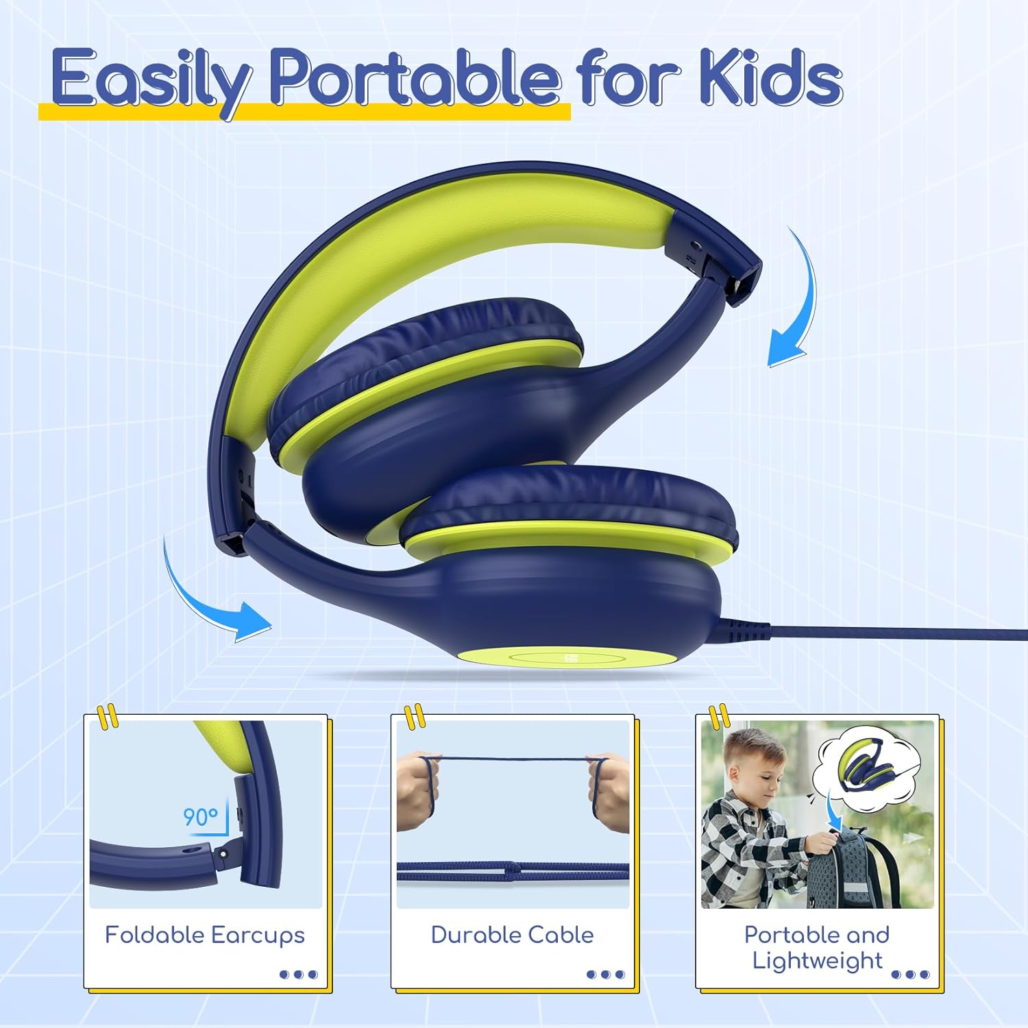 Thumbnail 6 de EarFun Kinder Kopfhörer – kabelgebundene Over-Ear‑Kopfhörer mit Lautstärkebegrenzung (85/94 dB) für Schule, Tablet und Reisen