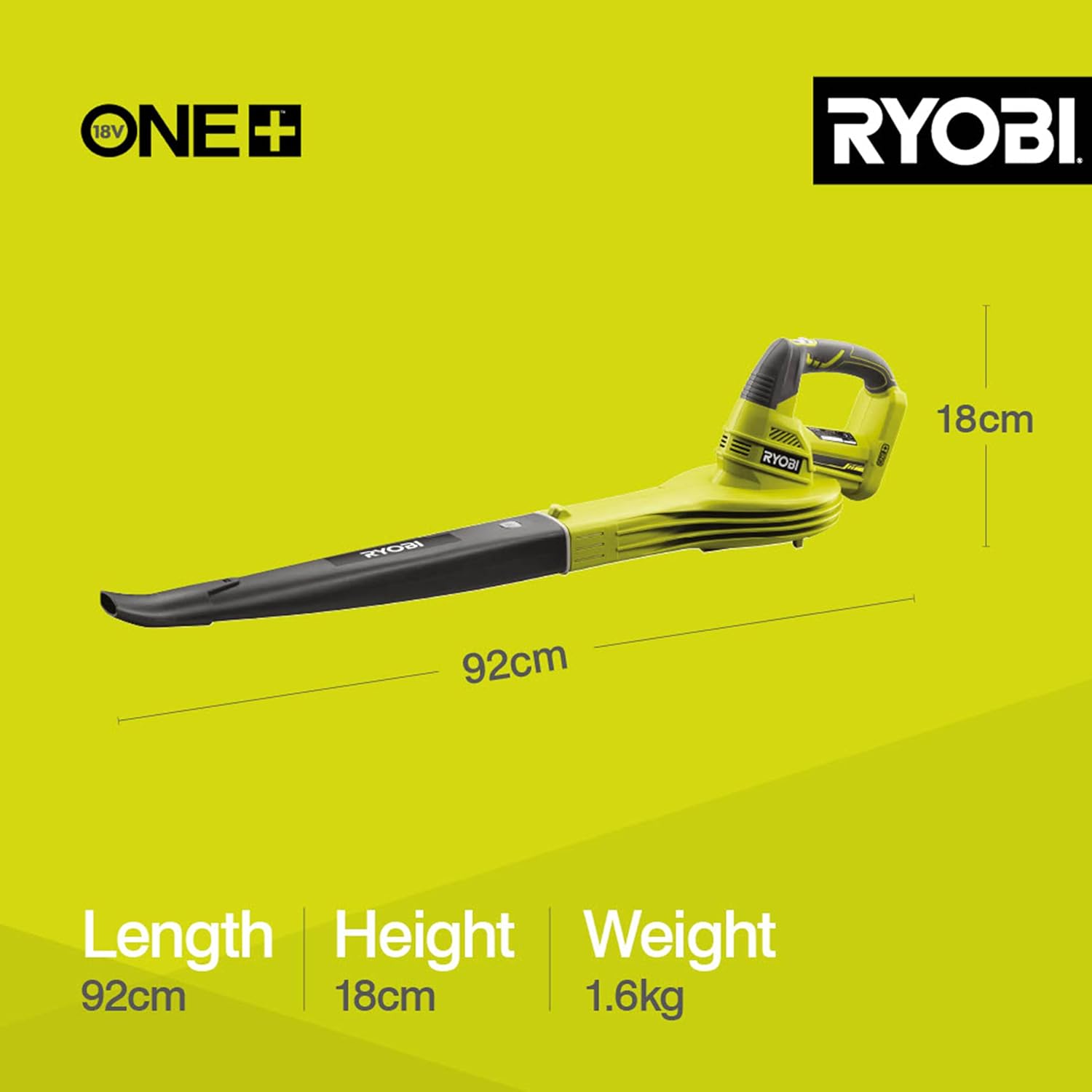 Detalle de Ryobi OBL1820S cordless blower 245 km/h
