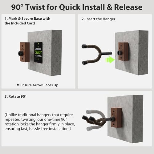 Thumbnail 6 de AA AUDIO ACCESSORY Guitar Wall Mount: Nitro-Safe Soft Padding, Twist-Lock, Solid Sapele Base