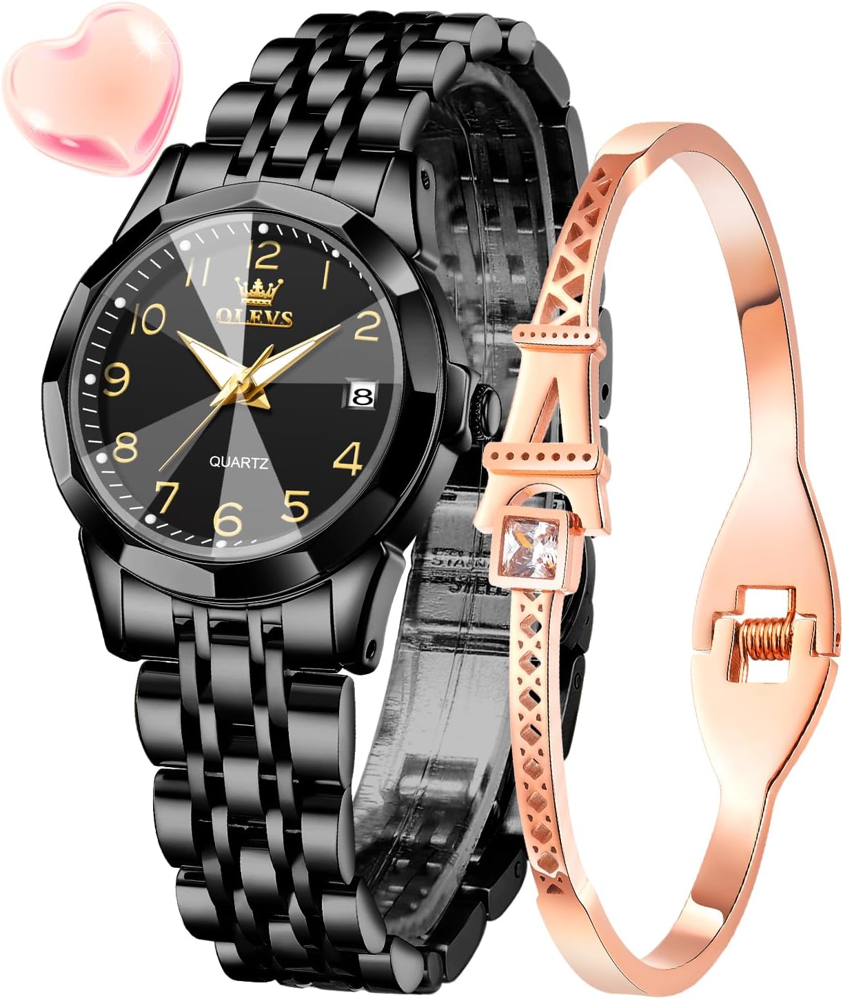 Thumbnail 6 de OLEVS Montre FemmeAnalogique Quartz — Acier Inoxydable, Étanche 30 m, Diamant Chic