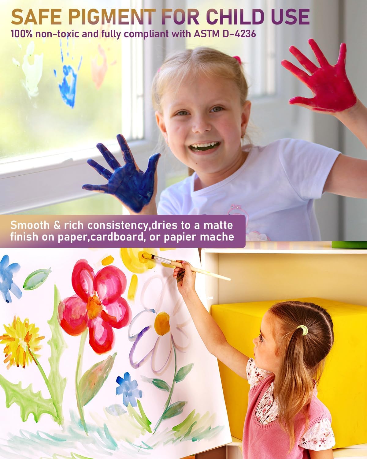 Thumbnail 1 de Nicpro 14 Colors Large Washable Paint Set (16.9 oz / 500 ml) – A Practical Choice for Home and Classroom