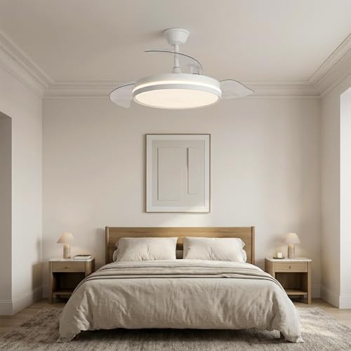 Detalle de YOEVU ESPARTAN ONE: Ventilador de Techo con Luz LED y aspas retráctiles