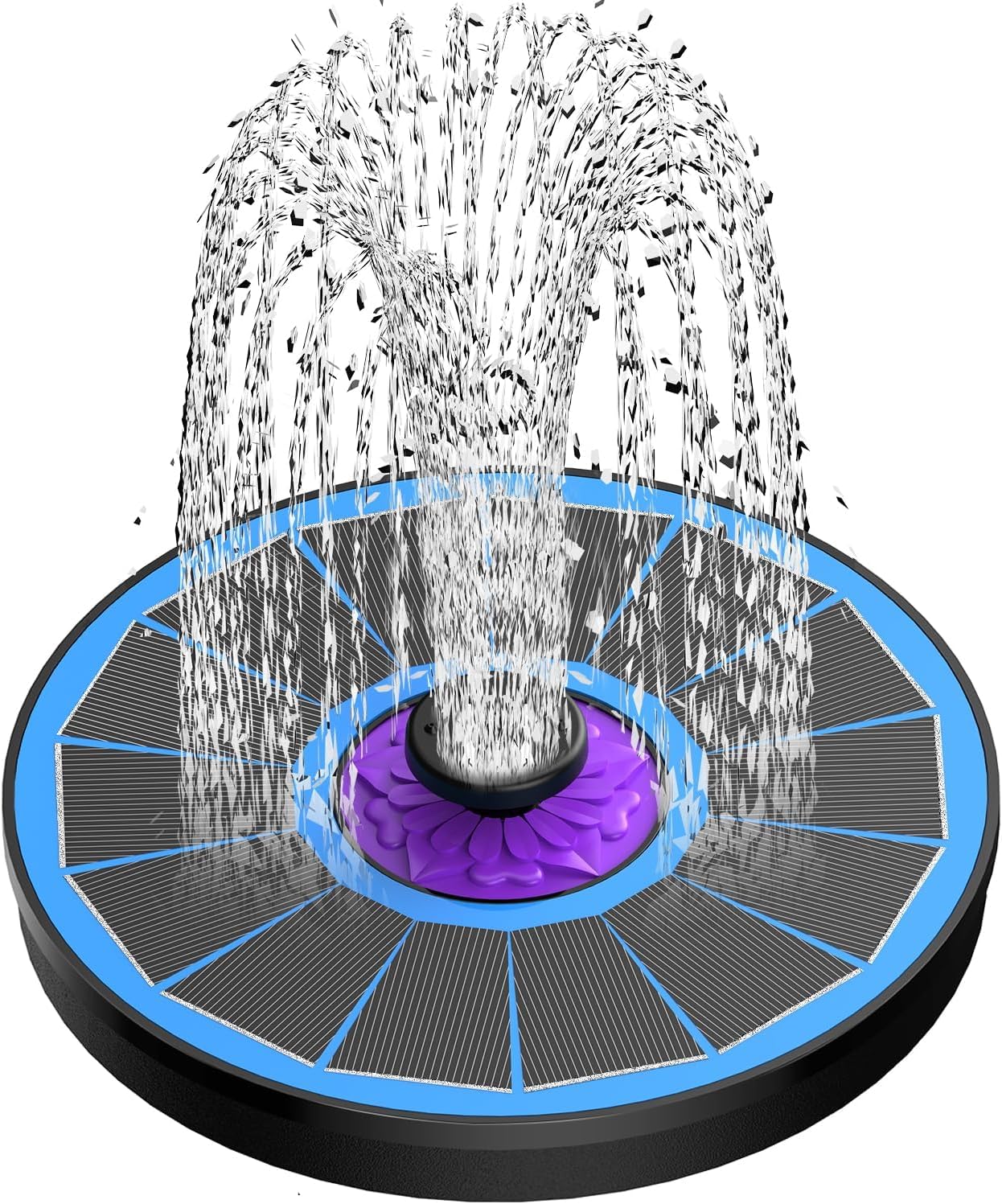 Thumbnail 6 de Springbrunnen Solar für Außen Klein, SZMP Solar Teichpumpe mit 7 Düsen & 4 Fixe Rohre