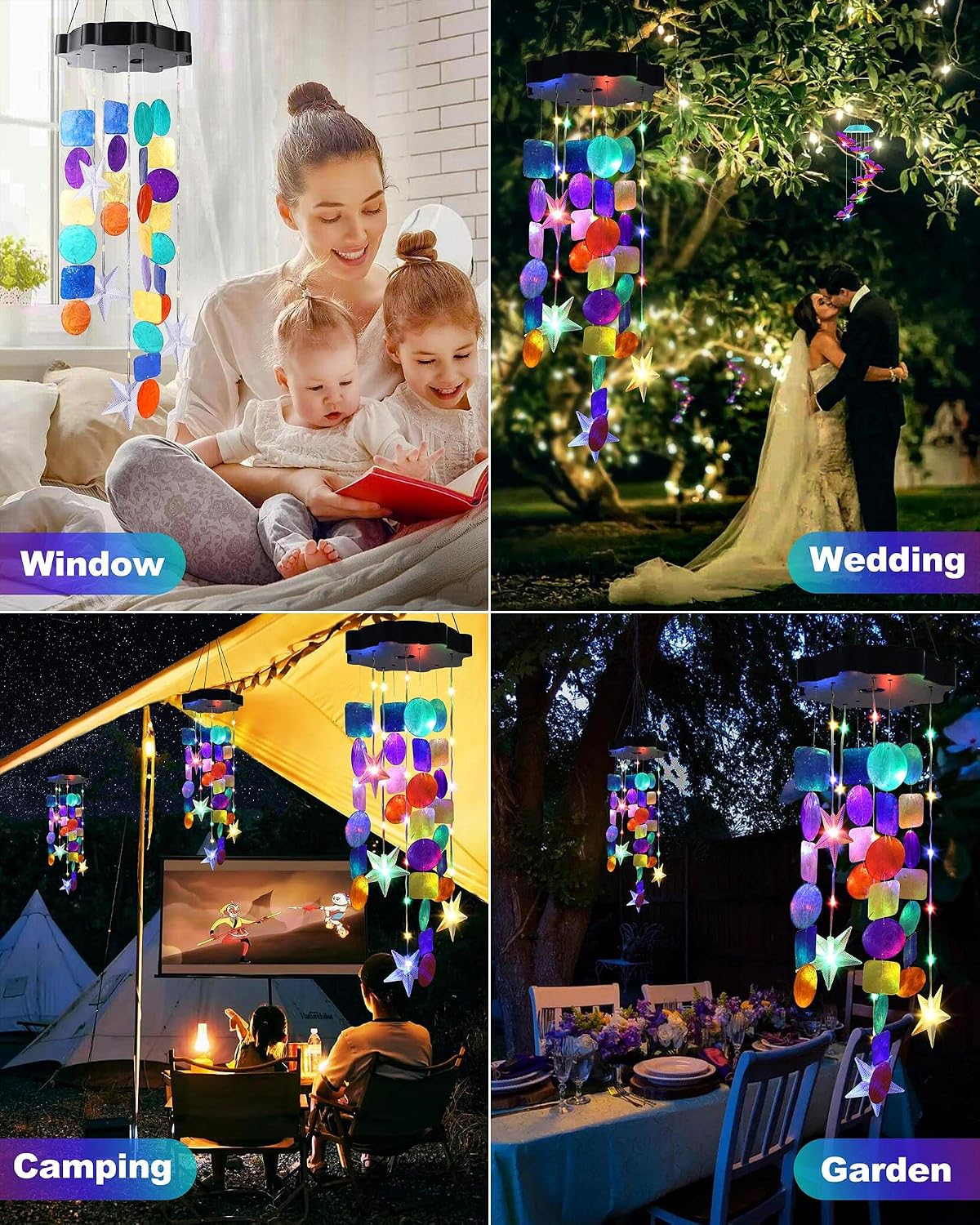 Thumbnail 5 de Toodour Wind Chimes Solar Shell Lights, Multicolor Outdoor Decor