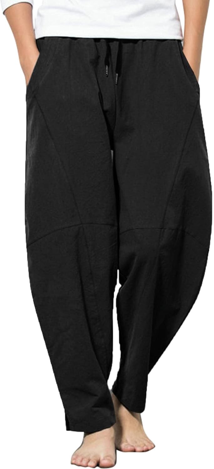Thumbnail 6 de COOFANDY Herren Leinenhose Lang Haremshose – Lockerer Sommerkomfort mit Taschen