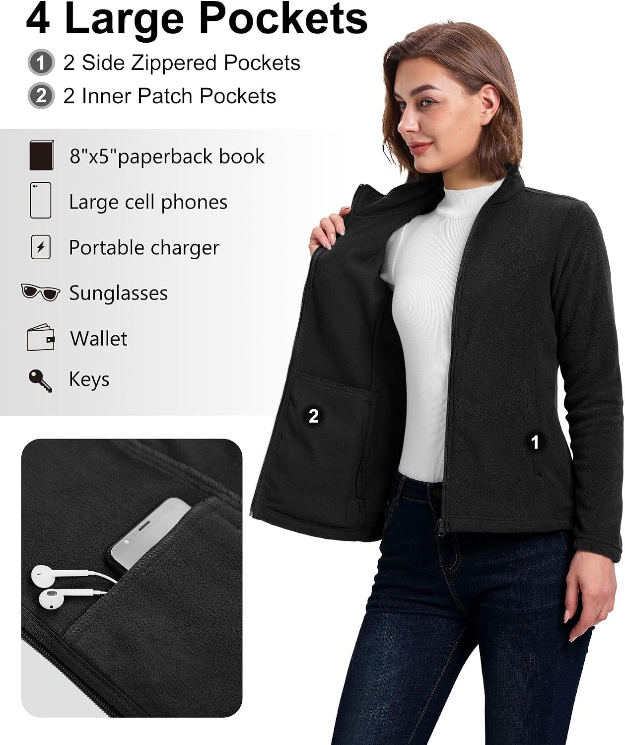 Detalle 1 de 33,000ft Damen Fleecejacke